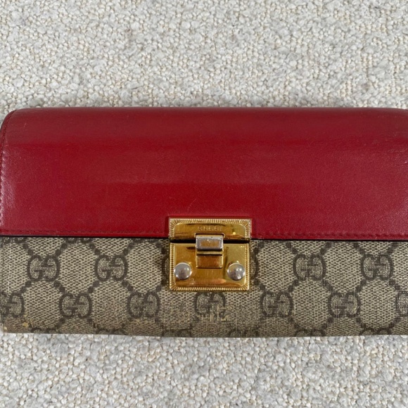 Pre-Owned GUCCI GG Supreme Monogram Moon Calfskin Padlock Continental Wallet - Picture 2 of 16